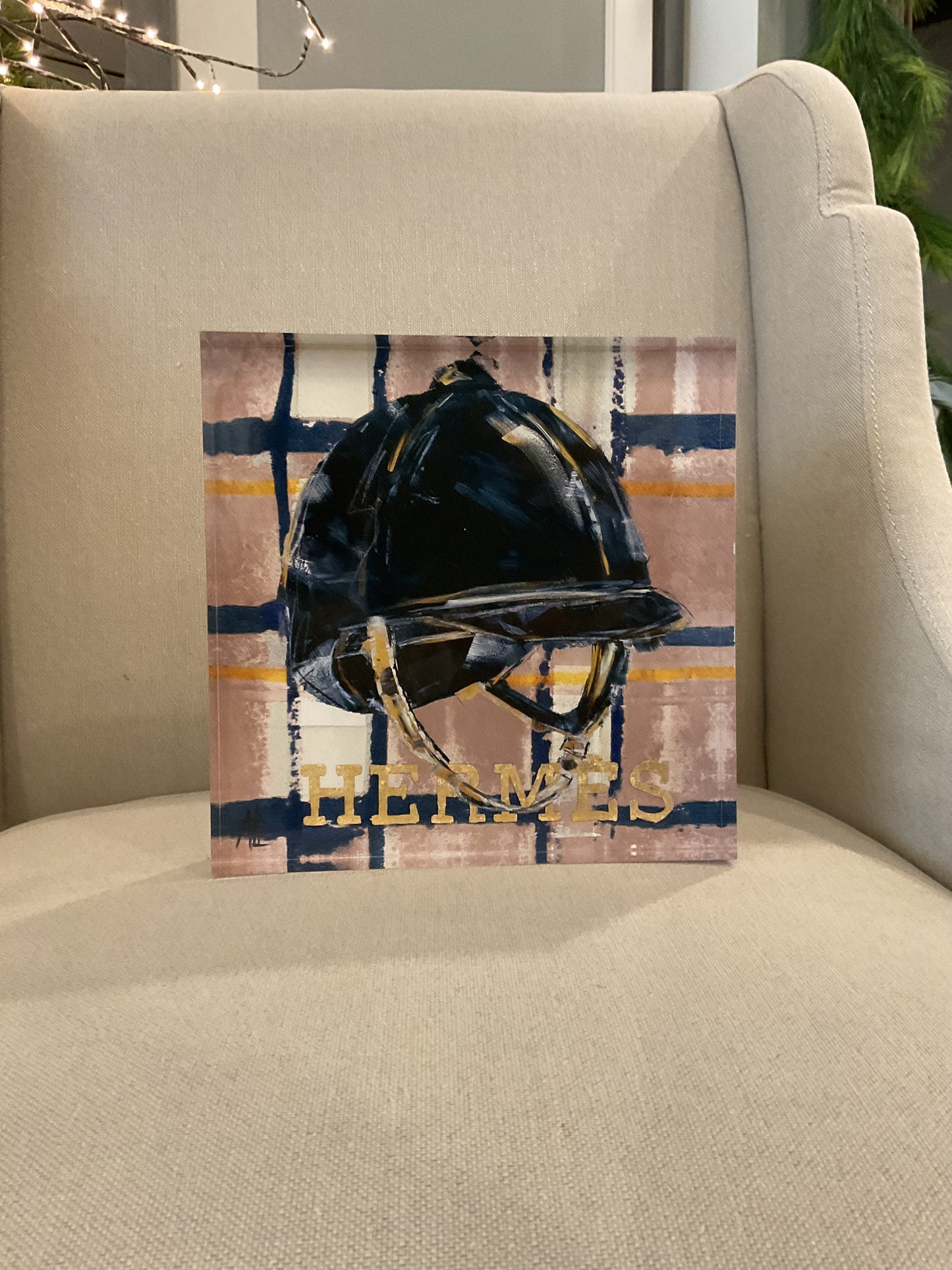 Hermes Riding Helmet Acrylic Block