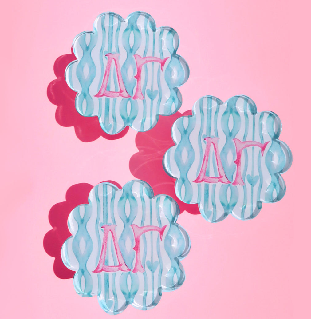 Sorority Scalloped Acrylic Coasters