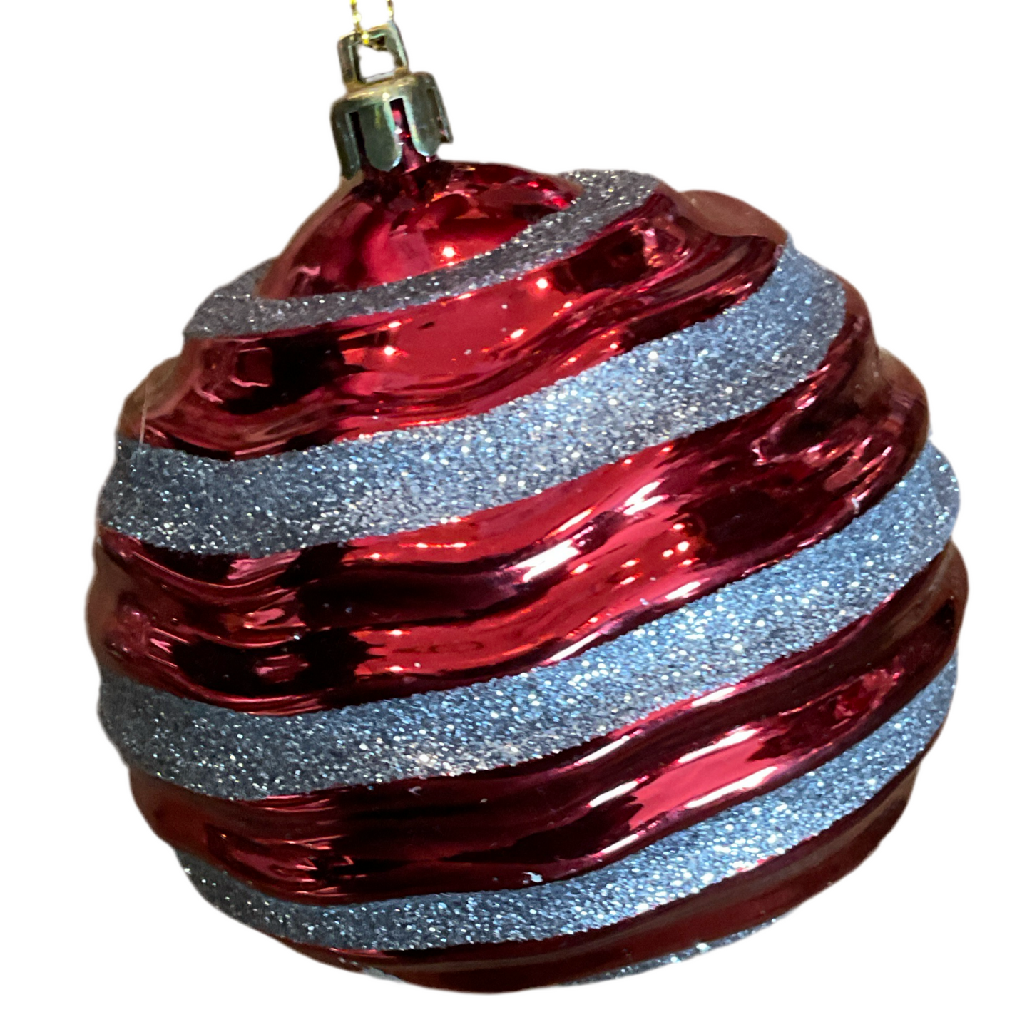 Red  Ribbed Ball Ornaments