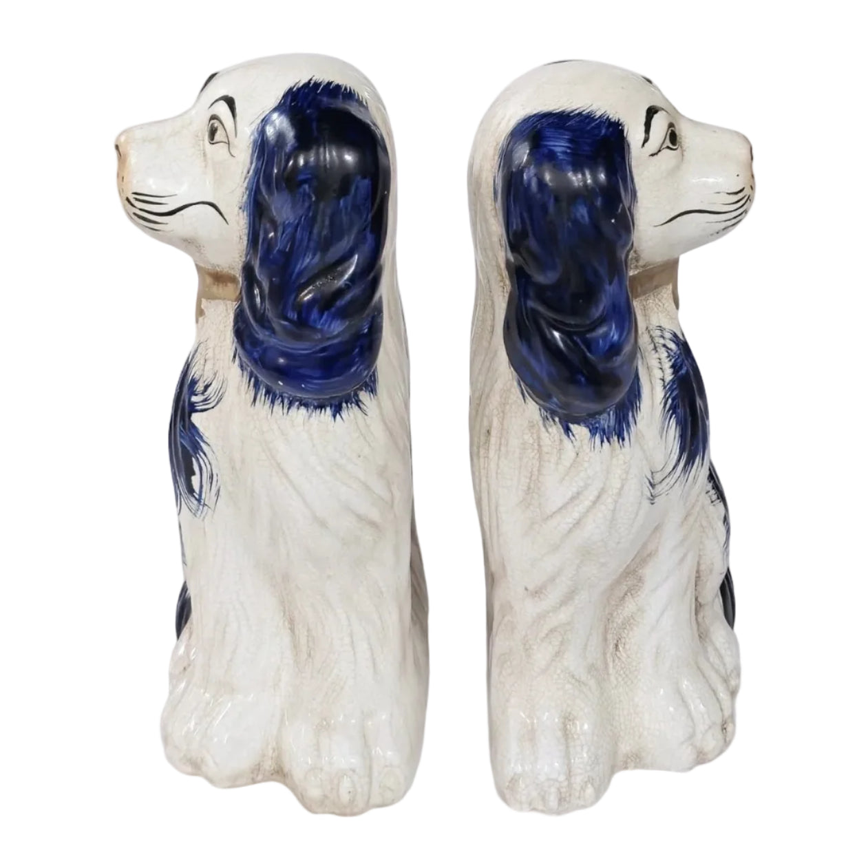 Staffordshire Dogs in Blue + White