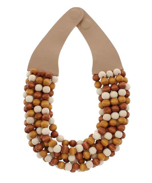 Woodball Bead Magnetic Clasp Necklace