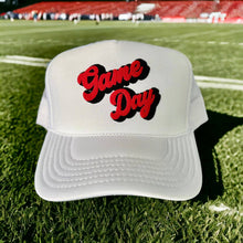 Load image into Gallery viewer, Game Day (Red/Black) - White Puffy Trucker
