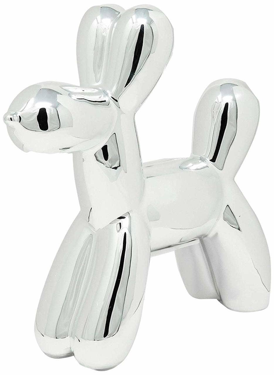 Silver Ceramic Dog Bank