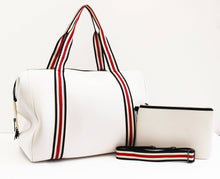 Load image into Gallery viewer, The Cassie Weekender Oxford Beige With Red Stripe
