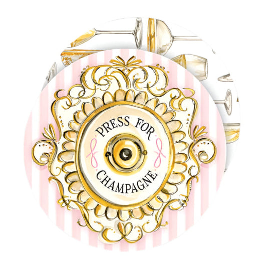 Handpainted Champagne Call Button Round Coaster