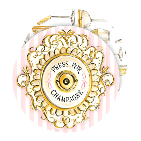 Handpainted Champagne Call Button Round Coaster
