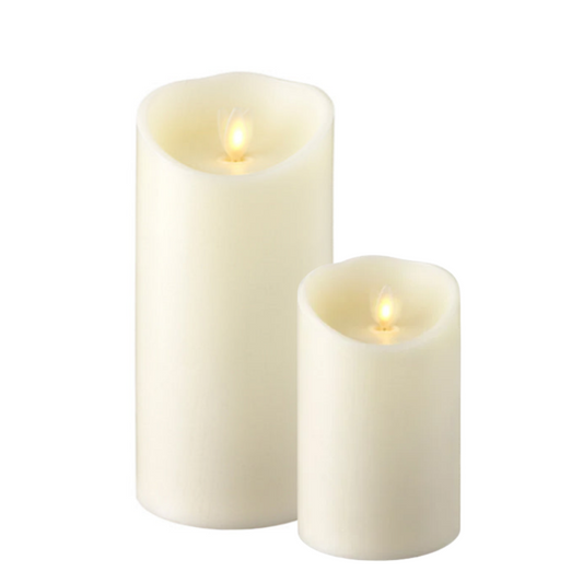 Moving Flame Ivory Pillar Candle-2 Sizes