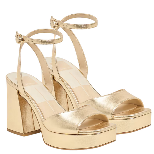 Dolce Vita Felica Metallic Leather Platform Sandals