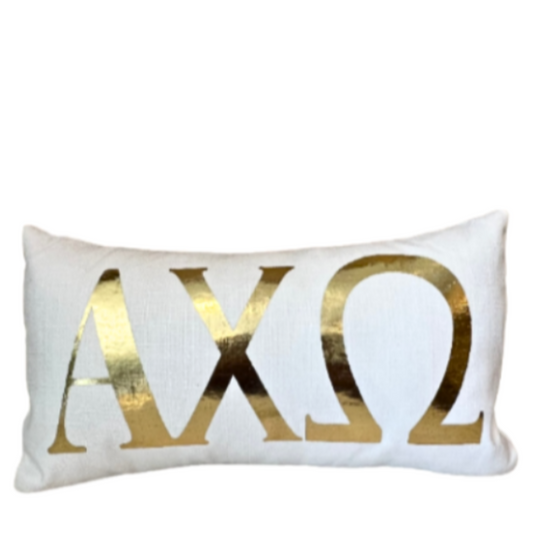 Sorority Gold Foil Greek Letter Lumbar Pillow