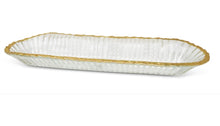 Load image into Gallery viewer, Glass Oval Tray With Gold Rim
