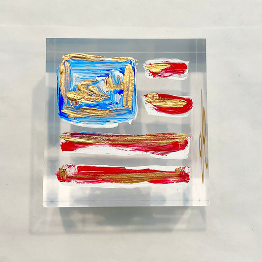 American Flag Lucite Block