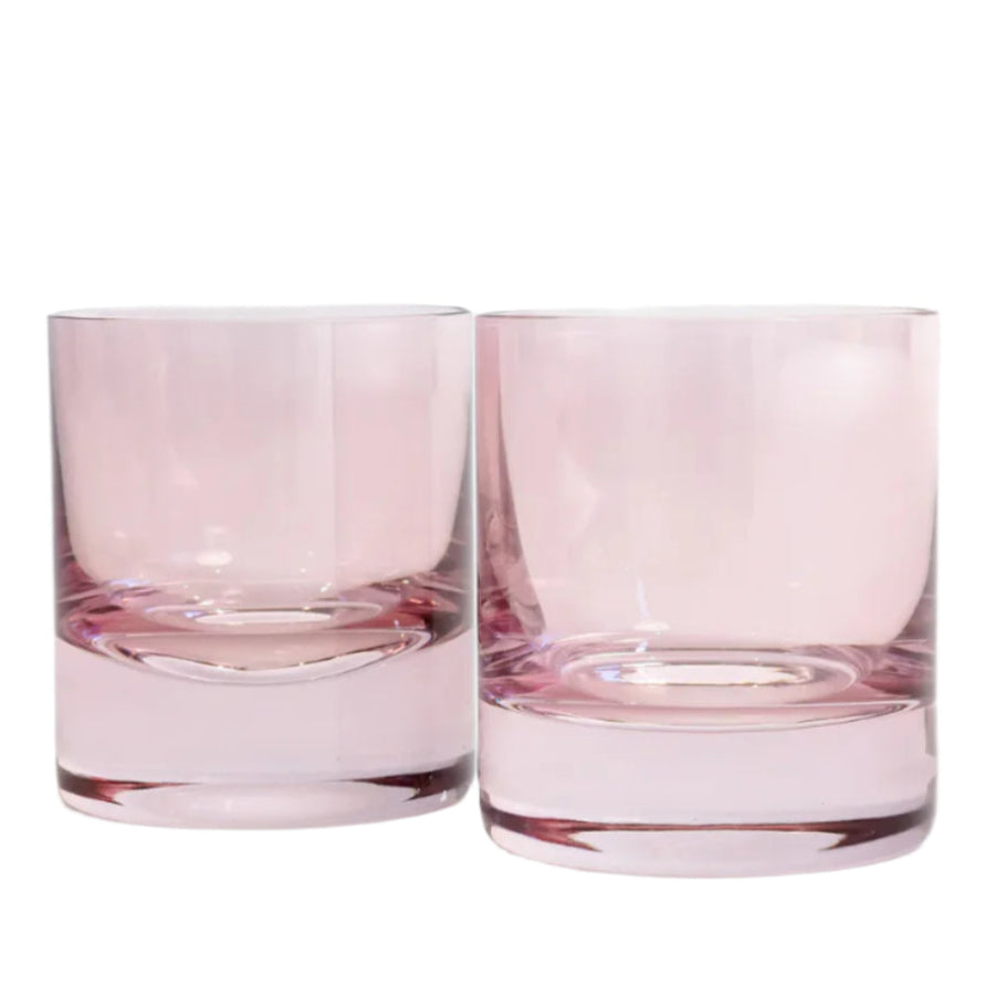 Estelle Colored Glass Rose Rocks Glass - Set of 2