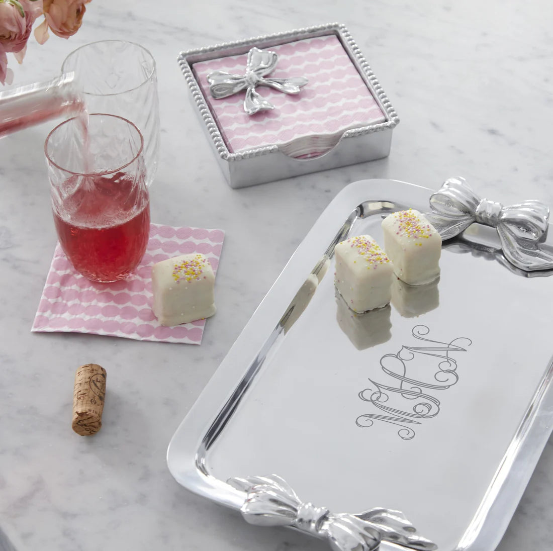 Mariposa Bow Beaded Napkin Box Set