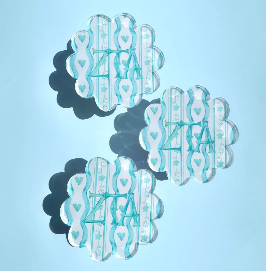 Sorority Scalloped Acrylic Coasters