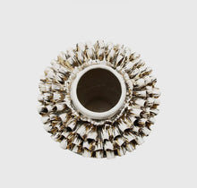 Load image into Gallery viewer, 10”H White Ceramic Vase Gold Design
