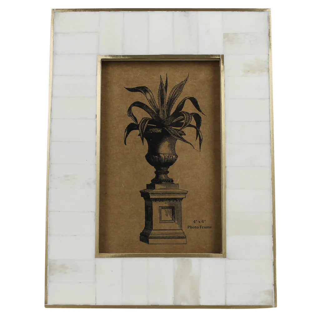White Frame, Bone with Brass 4x6