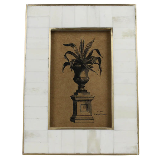 White Frame, Bone with Brass 4x6