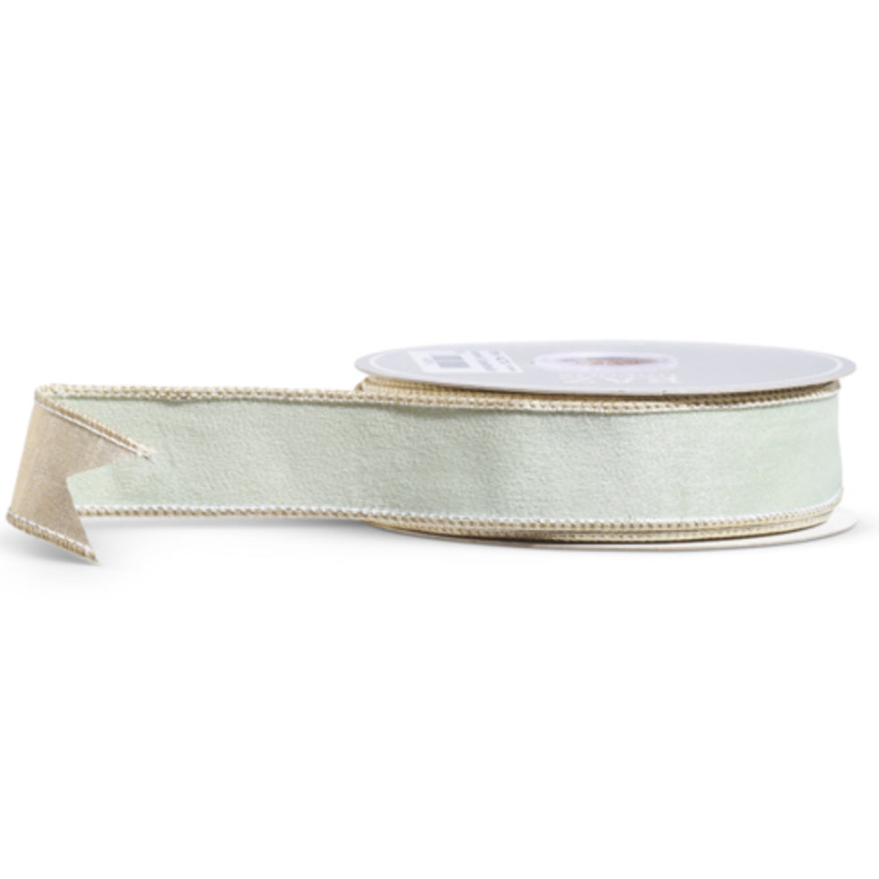 Sage Green Ribbon with Gold Trim