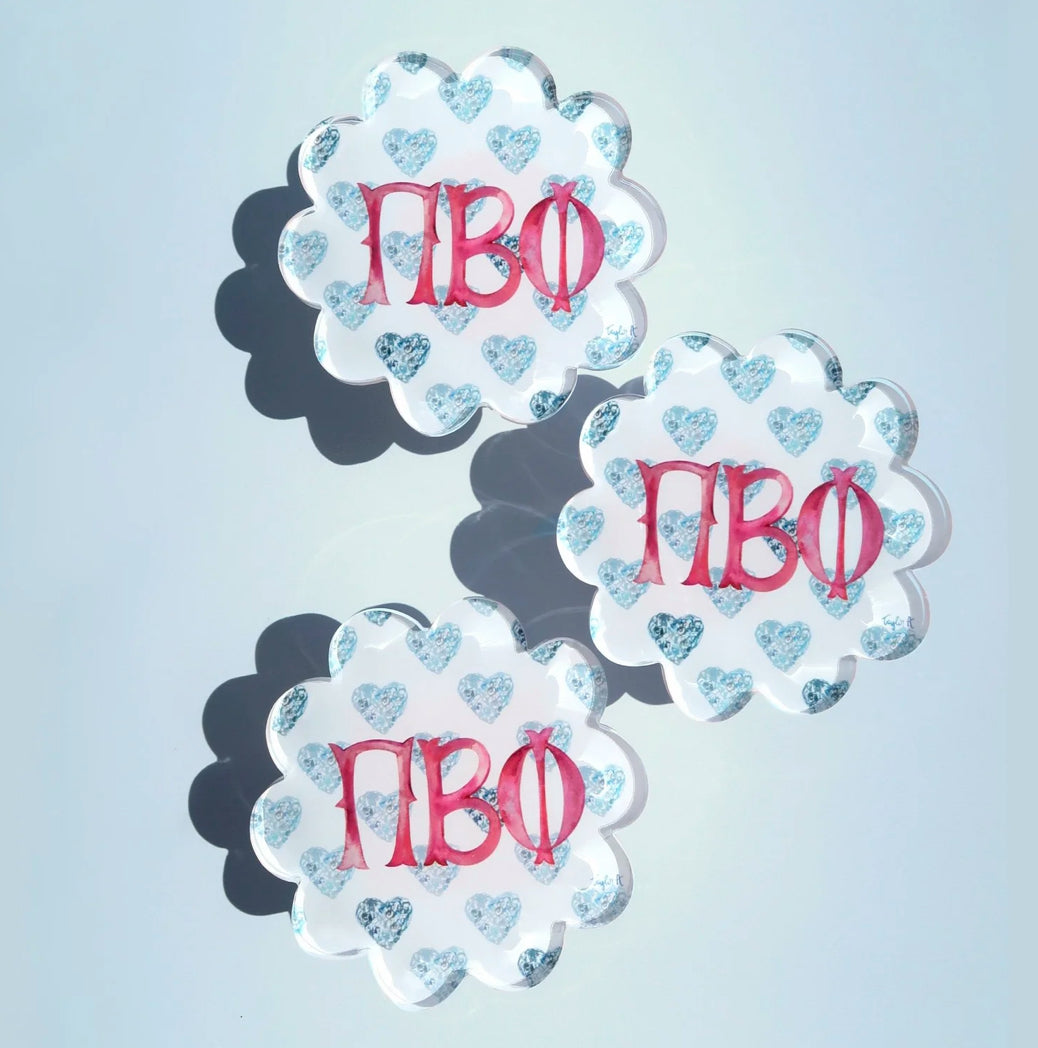 Sorority Scalloped Acrylic Coasters