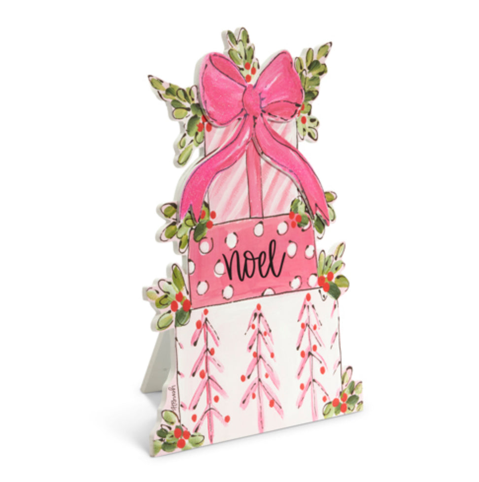 NOEL Pink Present Stack Decoration