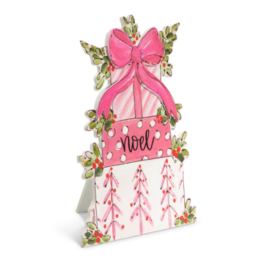 NOEL Pink Present Stack Decoration