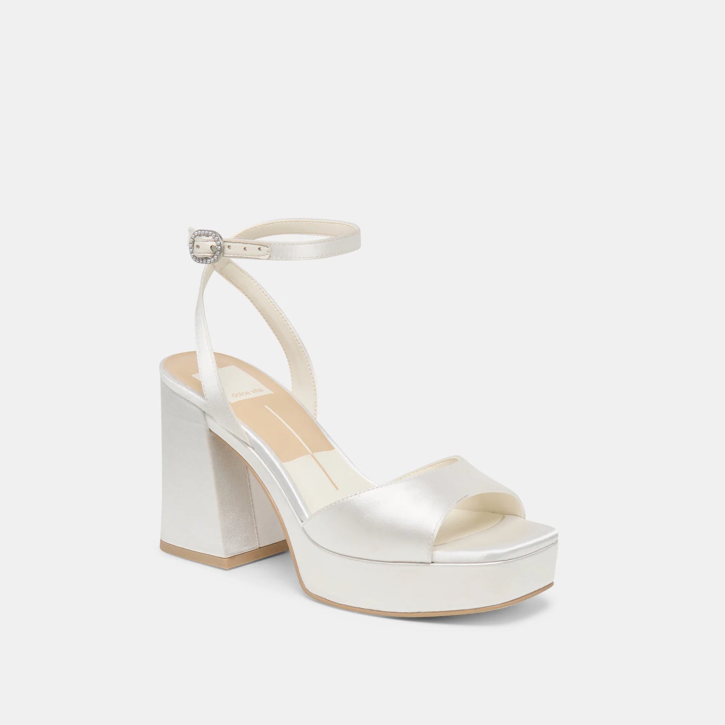 Dolce Vita Felicia White Satin Heels