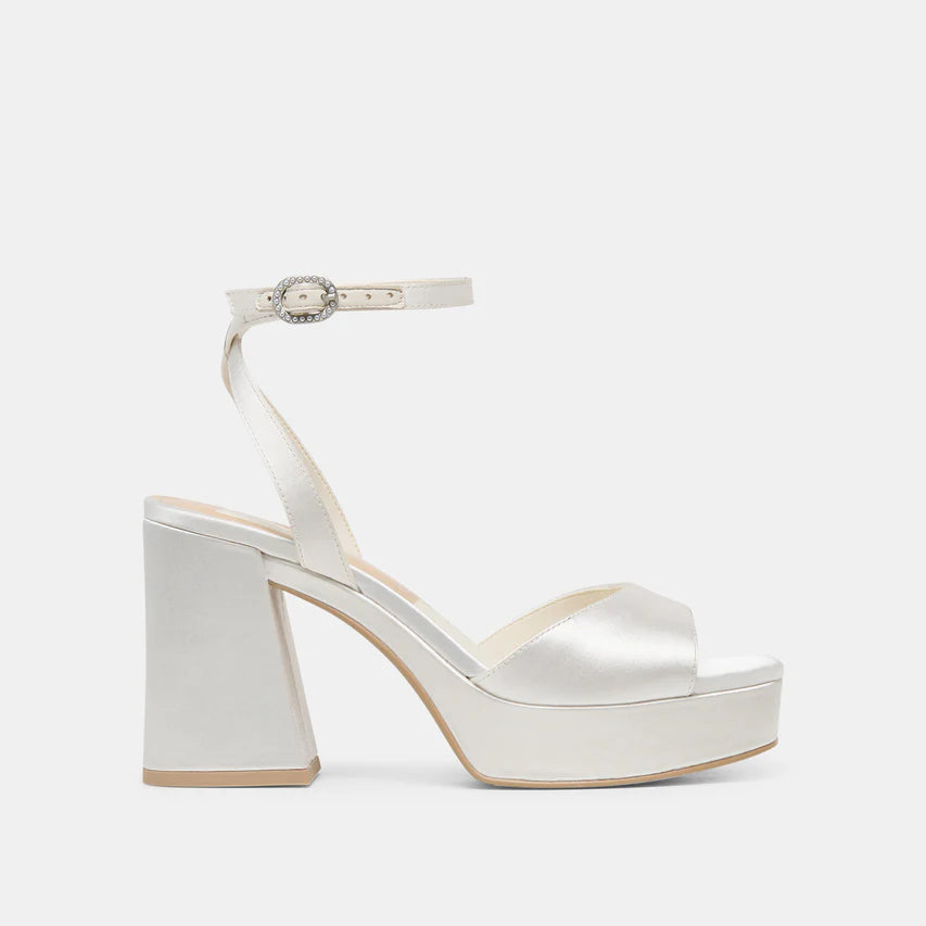 Dolce Vita Felicia White Satin Heels
