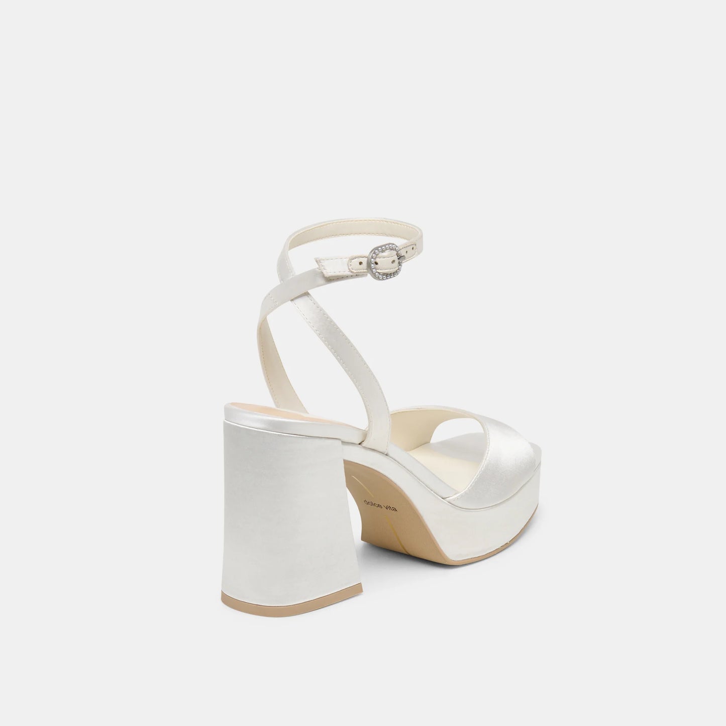 Dolce Vita Felicia White Satin Heels