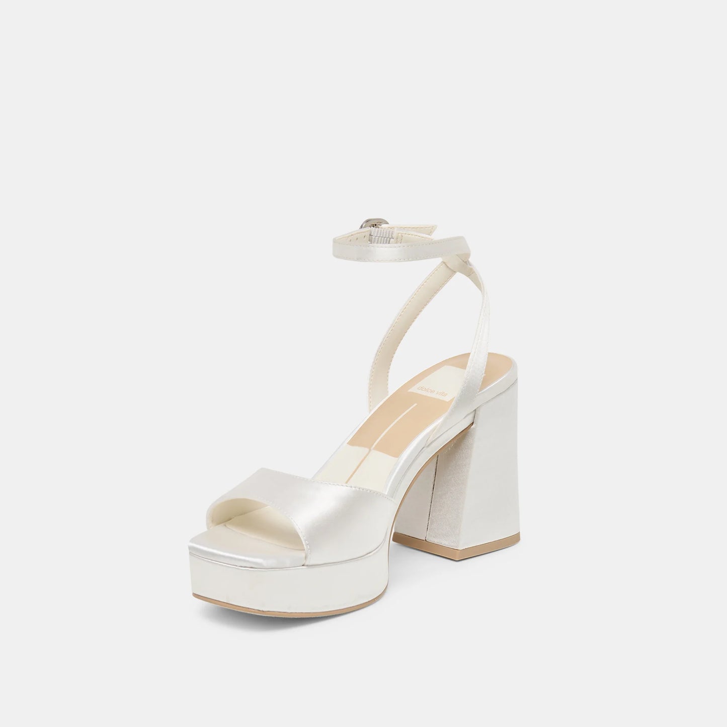 Dolce Vita Felicia White Satin Heels