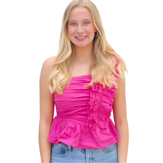 Hot Pink One-Shoulder Top
