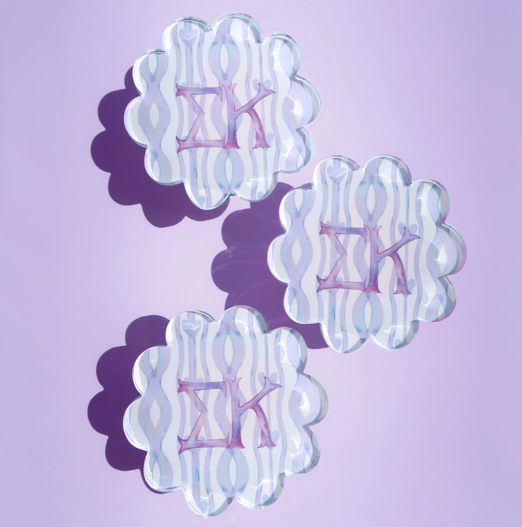 Sorority Scalloped Acrylic Coasters
