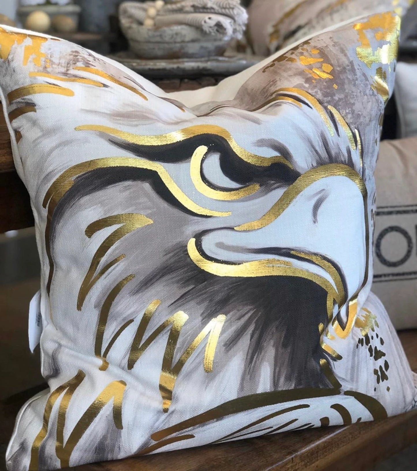 Eagle Pillow with Gold Foil