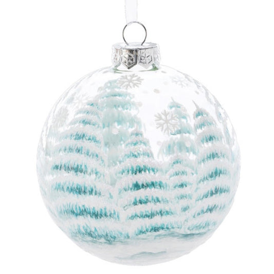 Alpine Forest Glass Ball Ornament