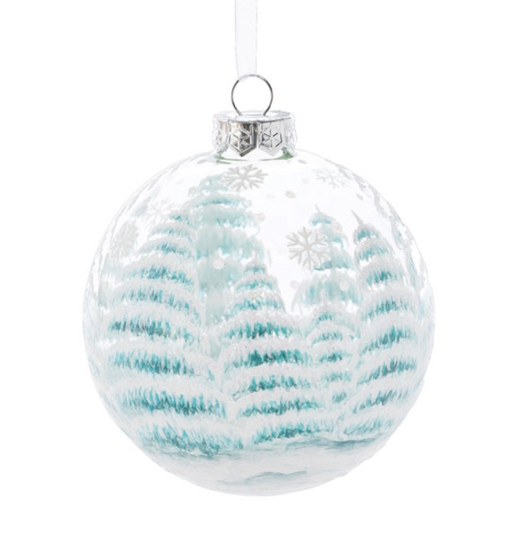 Alpine Forest Glass Ball Ornament