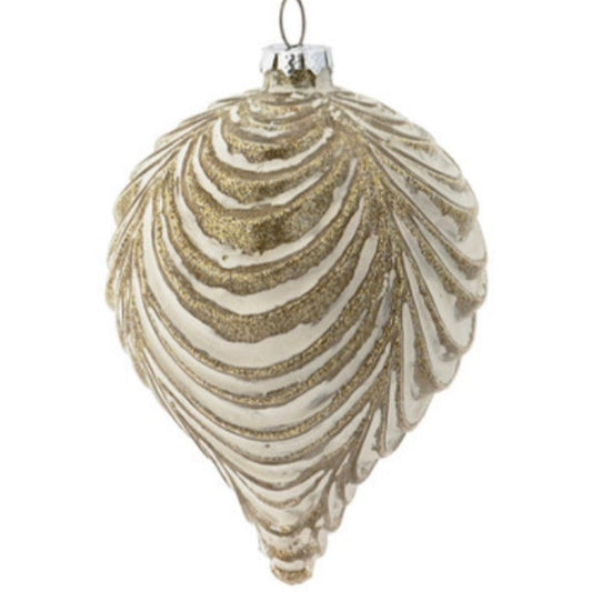 Drapery Glitter Pattern Glass Ornament