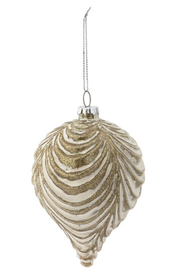 Drapery Glitter Pattern Glass Ornament