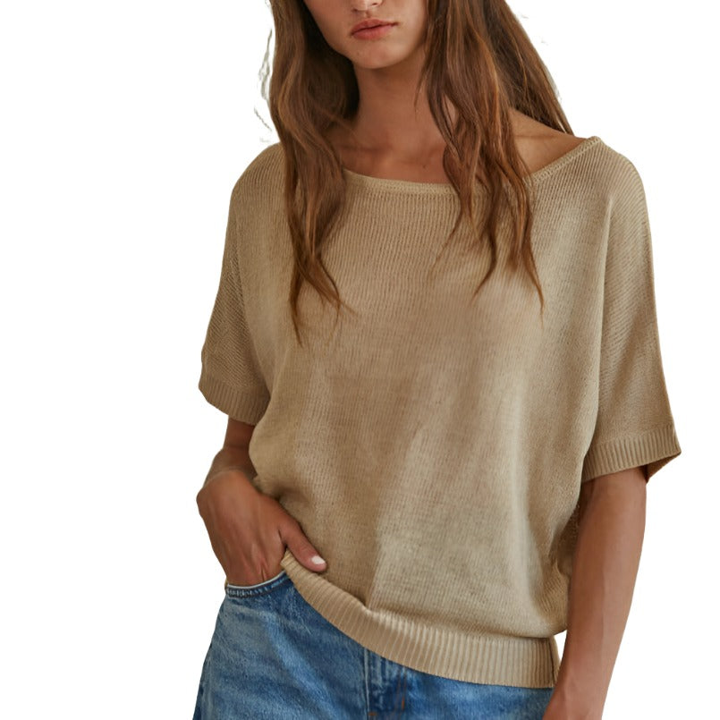 Taupe Knit Sweater Top