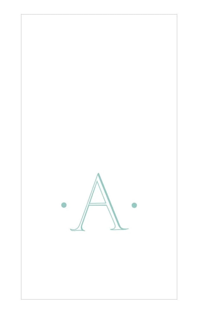 Caspari Antique Robin's Egg Single Initial Boxed Guest Towels