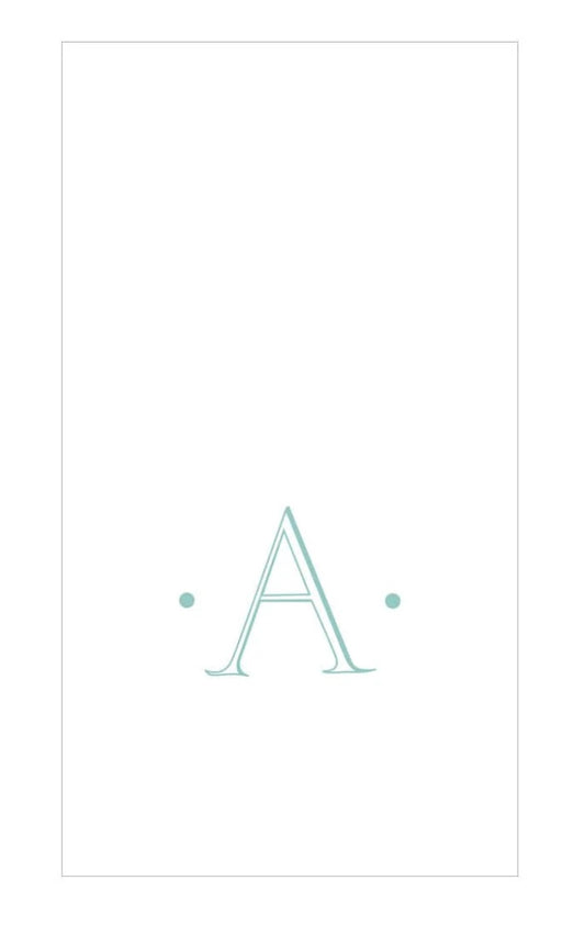 Caspari Antique Robin's Egg Single Initial Boxed Guest Towels