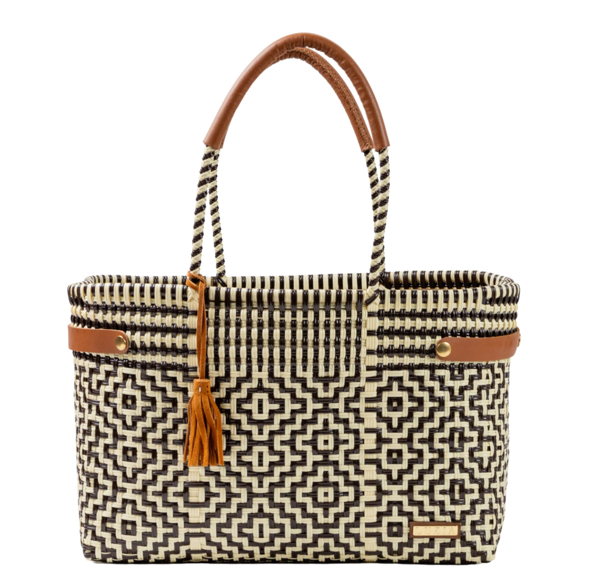 OPEN BASKET JUMBO CROSS DIAMOND BROWN BEIGE