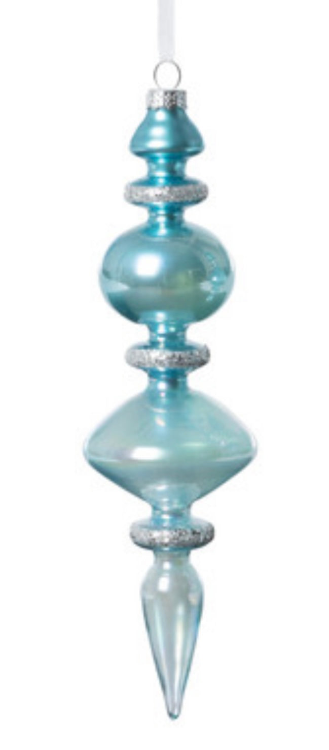 Northern Sky Blue Glass Finial Ornament