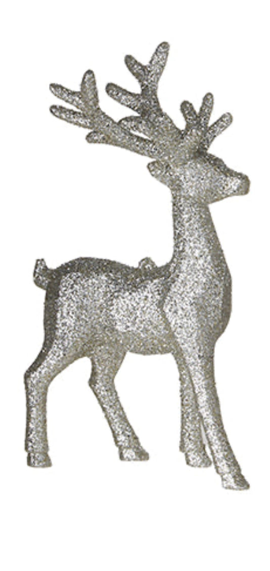 Silver Glitter Deer Ornament