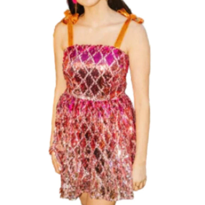Queen of Sparkles Pink and Orange Sequin Mini Dress