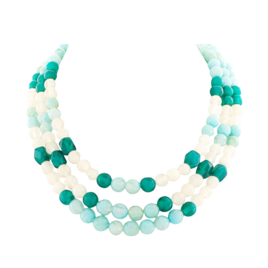 Turquoise 3 Layered Agate Ball Necklace