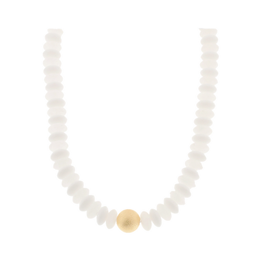 White + Gold Bead Necklace