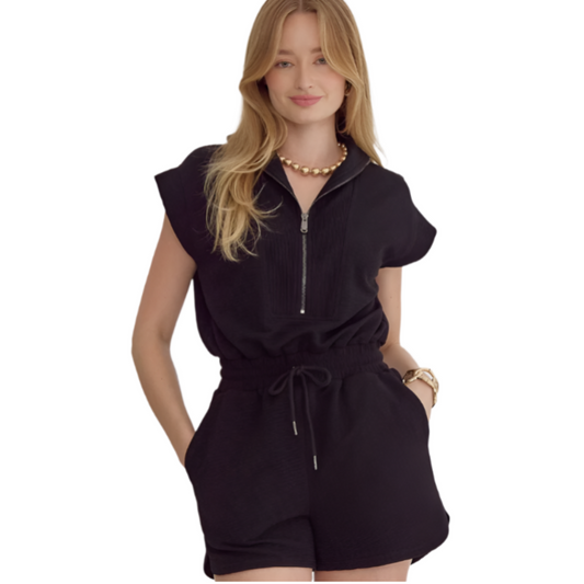 Black Knit Short Romper