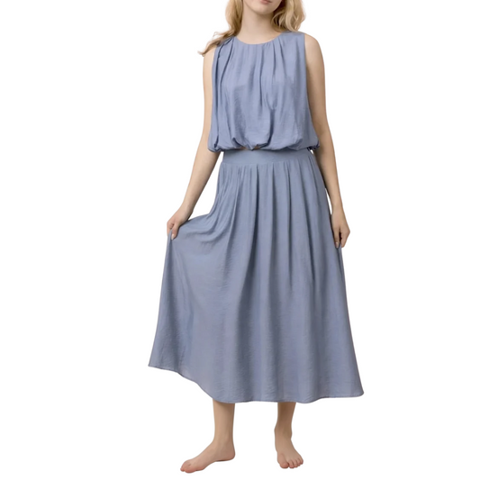 Bubble Top and Skirt Two Piece Set in Blue