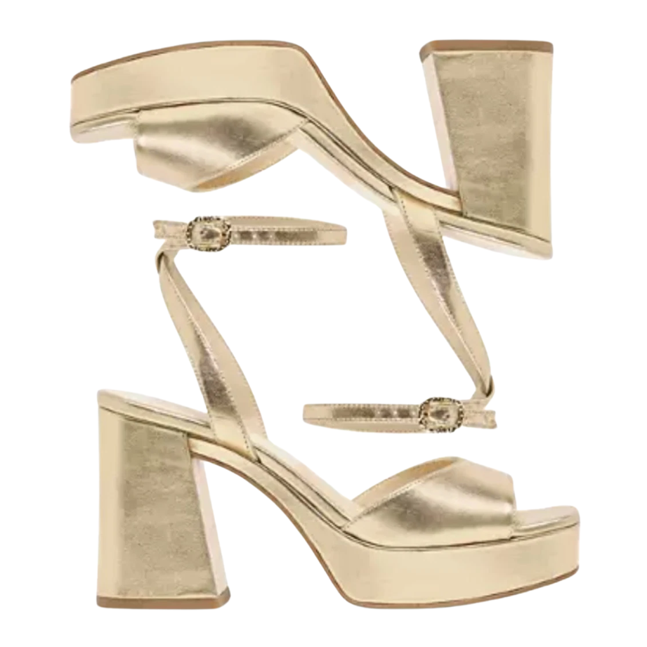 Dolce Vita Felica Metallic Leather Platform Sandals