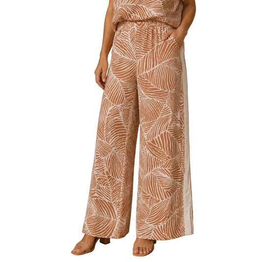 Leaf Print Pants in Camel