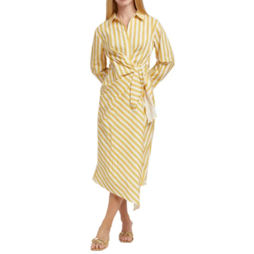 Taylor Tillman Yellow Striped Wrap Dress
